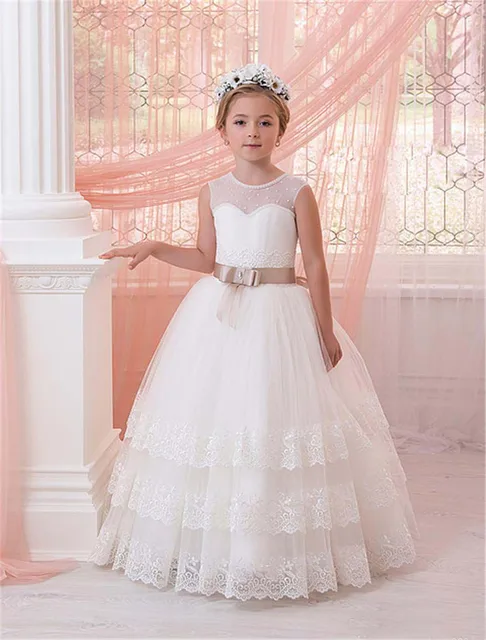 Perlati Gioiello Collo Delle Ragazze di Fiore Abiti Per La Cerimonia  Nuziale Abiti Da Prima Comunione per le Ragazze Con L'arco Su Misura  Vestiti Da Madre Figlia|mother daughter dresses|daughter dressmother  daughter -