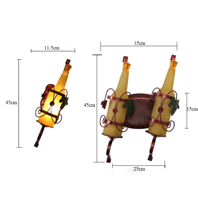 Креативный светодиодный Бра в форме бутылки, настенный светильник s, винтажный светодиодный настенный светильник, настенный светильник в стиле лофт, Светильники для спальни, бара, коридор в помещении