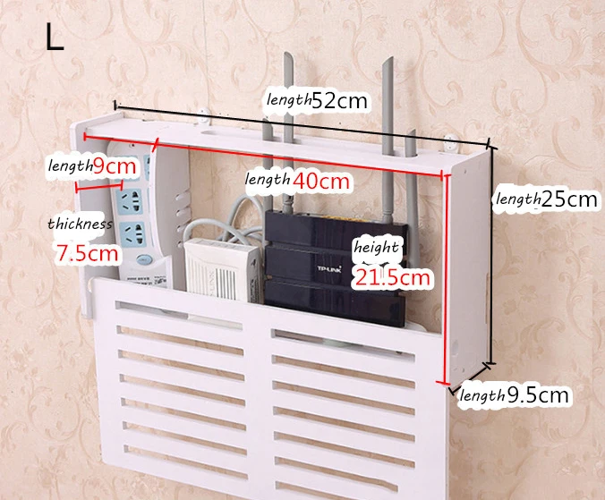 Беспроводной Wi-Fi роутер коробка для хранения настенная полка подвесная штепсельная плата кронштейн кабельные коробки дерево-пластик домашний декор коробка для маршрутизатора