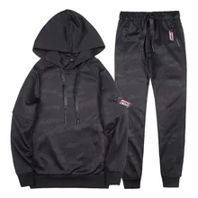 Модные Для мужчин Наборы для ухода за кожей US Размеры XXL костюм с камуфляжным принтом толстовка с капюшоном из двух предметов Толстовки+ Брюки для девочек комплект спортивной одежды XXL