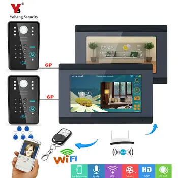 

7" Wired /Wireless Wifi Video Doorbell Intercom System with Fingerprint RFID Password IR-CUT HD Camera with 2 X IR Wired Camera