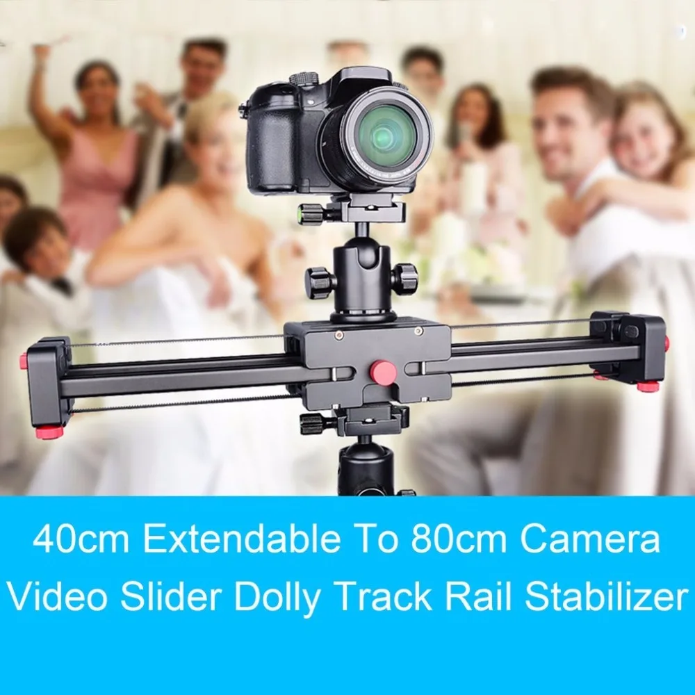 

40cm Rail Retractable Video Track Slider Dolly Camera Stabilizer 80cm Actual Sliding Distance for Canon Nikon Sony DSLRs