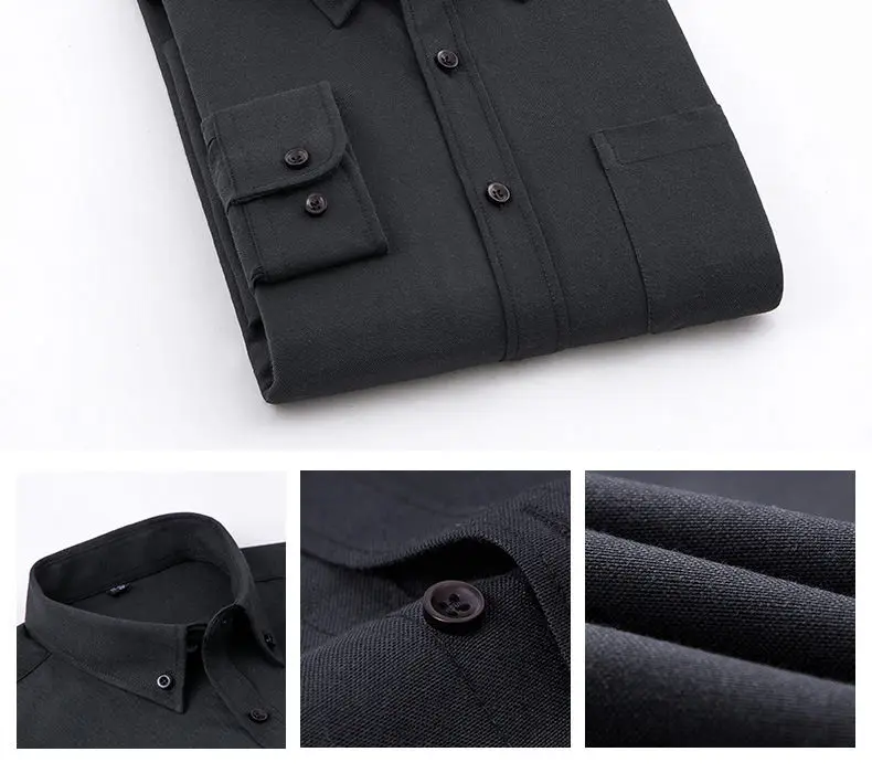 8Colors Plain Shirts Men Long Sleeve Casual Autumn Spring Cotton Oxford Denim Male Shirts Plus size M-5XL Solid Muls Brand Cloth-6