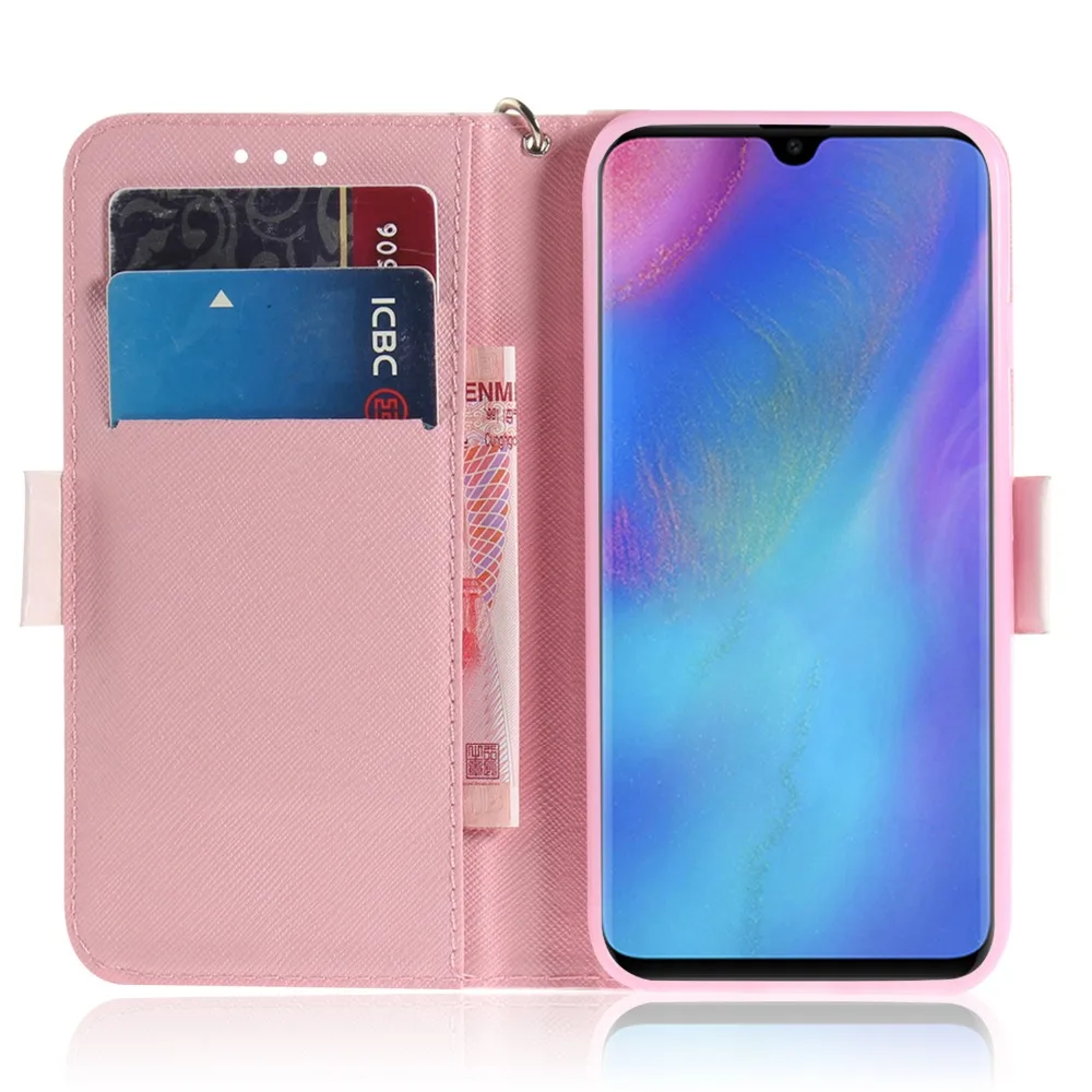Для Huawei P30 цветной рисунок 3D животное кошка кошелек искусственная кожа флип Стенд