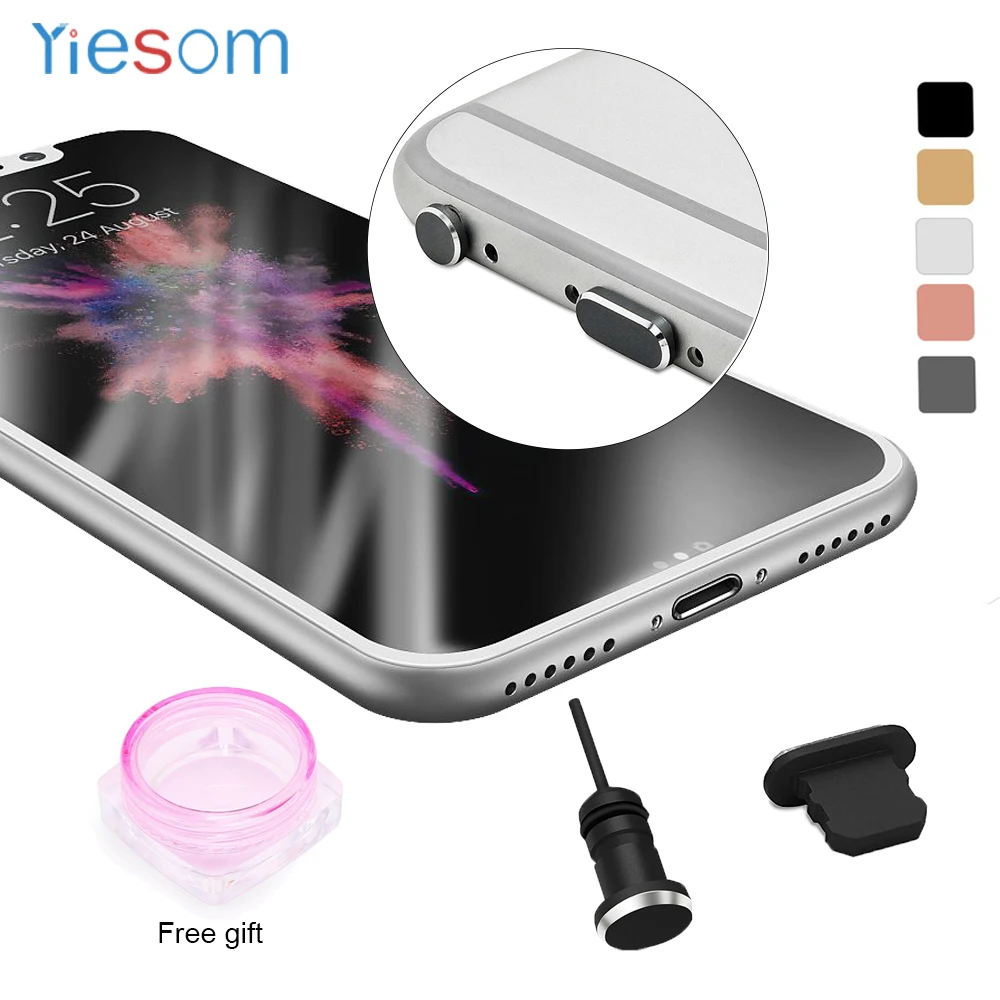 YIESOM 2 в 1 комплект пылезащитных заглушек для iPhone 8 Plus 7 6S Разъем зарядки и разъем