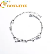 Модные Фирменная Новинка Серебряный круглый шарик пятиконечная звезда двойной браслет Корейская версия простой дикий свежий рукой ювелирные изделия