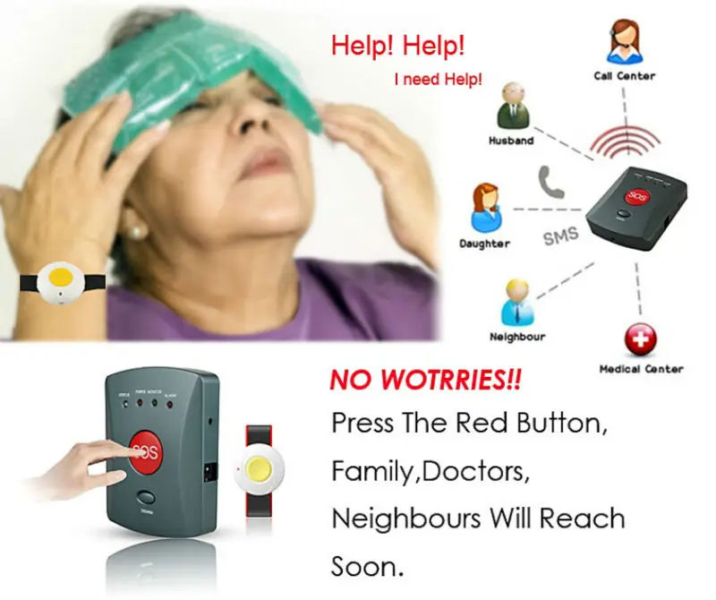 GSM охранная Аварийная сигнализация/персональная сигнализация/Уход за пожилыми людьми сигнализация/старая SOS помощь