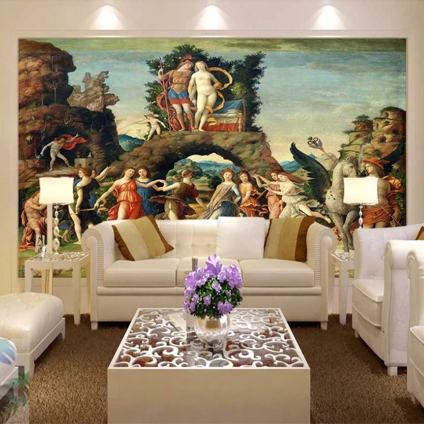 

beibehang Custom Wallpaper European Style People Oil Painting Living Room Sofa TV Backdrop Decor Art Wallpaper For Walls 3D