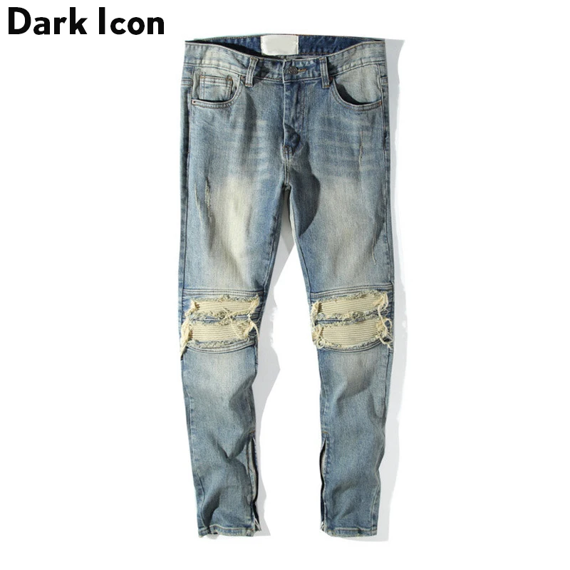 Джинсы мужские Плиссированные до колена в стиле хип хоп|man jeans denim|jeans denimdenim pants |