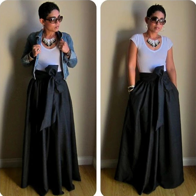 long black satin skirt evening
