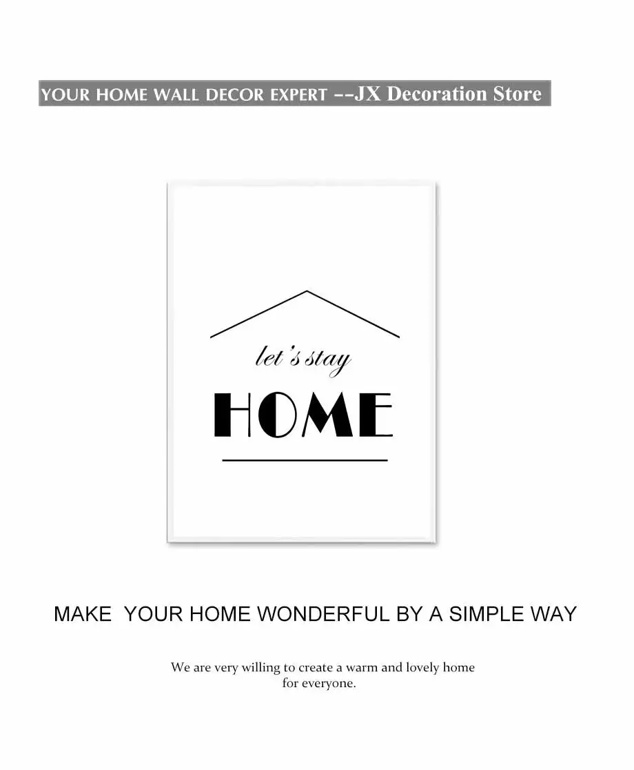 Let's Stay Home Quote Wall Art Poster and Print Modern Canvas Painting Family Typography Wall Picture For Living Room Home Decor (2)