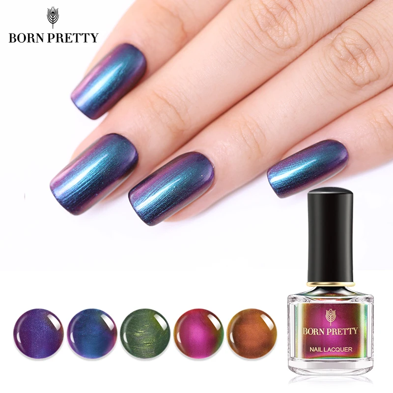 

BORN PRETTY Chameleon Nail Polish 6ml Metal Mirror Effect Varnish Nails Art Lacquer Dark Base Needed