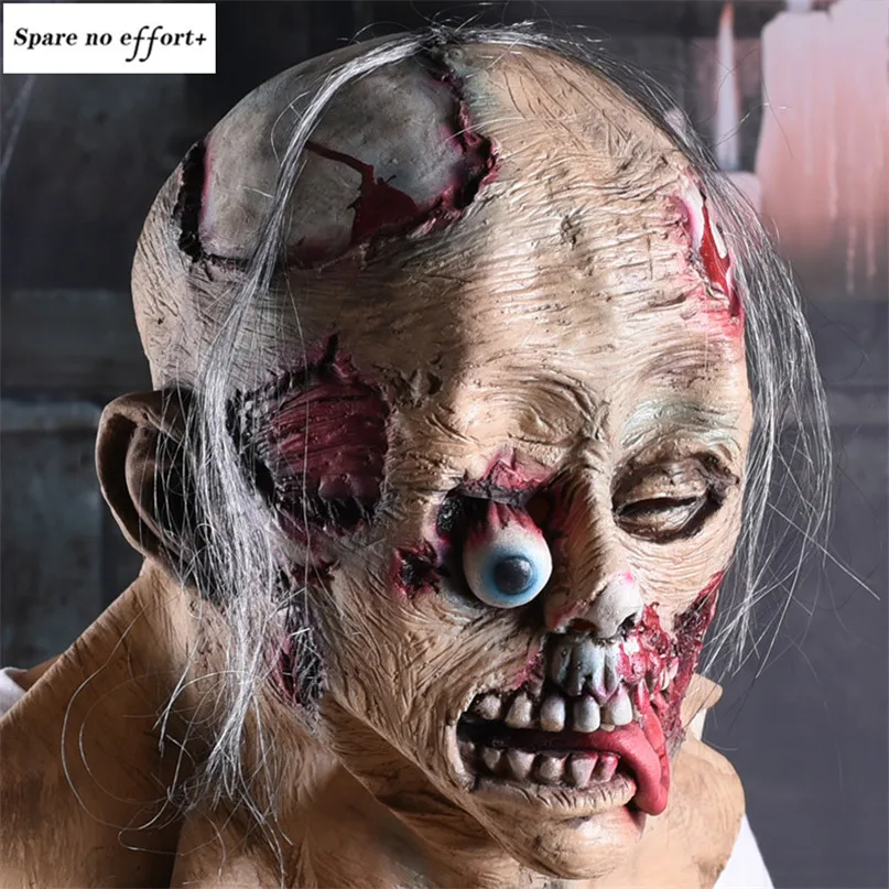 

Scary Latex Mask Cosplay Party Head Wear Realistic Mask Halloween Decoration Props Headgear Rotten Bloody Mask Halloween Decor