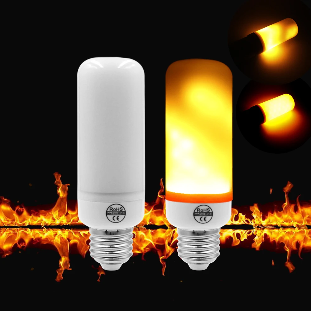 E27 E26 светодио дный эффект пламени огня лампочки E14 2835 7 Вт 110 V 220 V творческие огни тяжести Сенсор огонь мерцающего эмуляции лампа