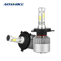 AOSHIKE 2 шт 80 W H8 H11 фара H4 автомобиля светодио дный лампы S2 H7 для авто H27 880 светодио дный 12 V 8000LM 6000 K автомобилей свет лампы