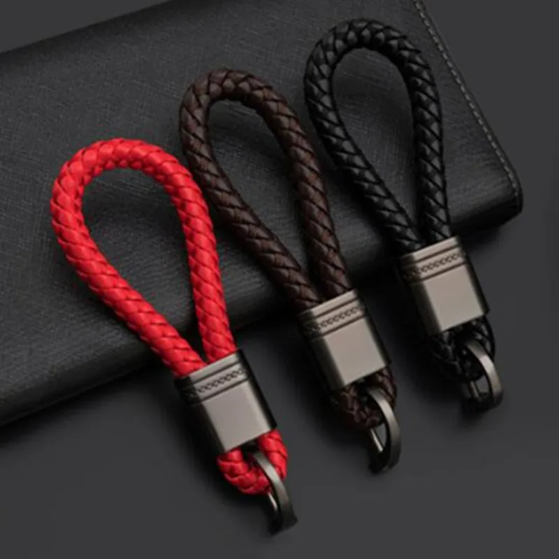 

1X Hand Woven Leather Car Keychain KeyRing For Mini Cooper R52 R53 R55 For Porsche Cayenne Macan Car Accessories