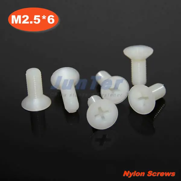 

1000pcs/lot DIN965 M2.5*6 Nylon Machine Phillips Flat Head (Cross recessed countersunk head screws) Screw