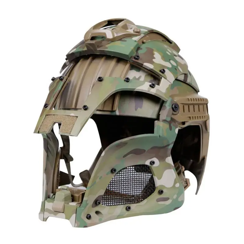

Unisex Outdoor Climbing Helmet Camouflage Vintage Helmet Rock Climbing Protective Full Face Mesh Mask Helmet With Goggle