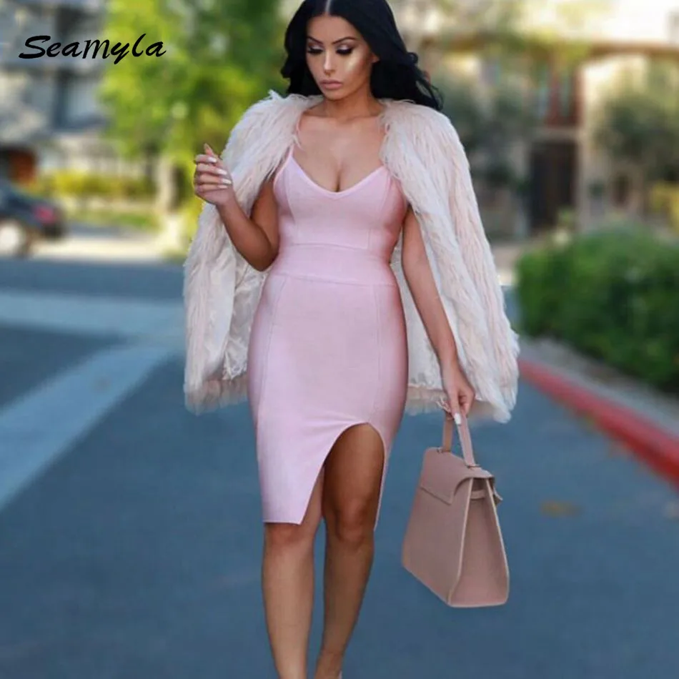 Seamyla 2018 New Sexy Bandage Dresses Summer Clubwear