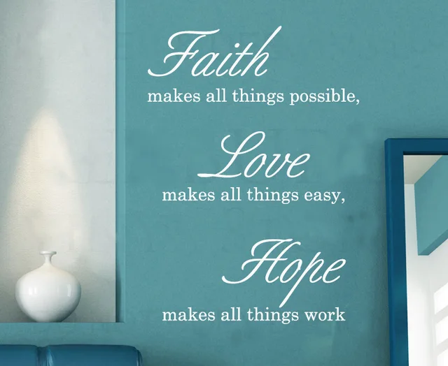 Acquisto libero! pvc wall stickers inglese proverbi fede speranza ... Come si dice salotto in inglese