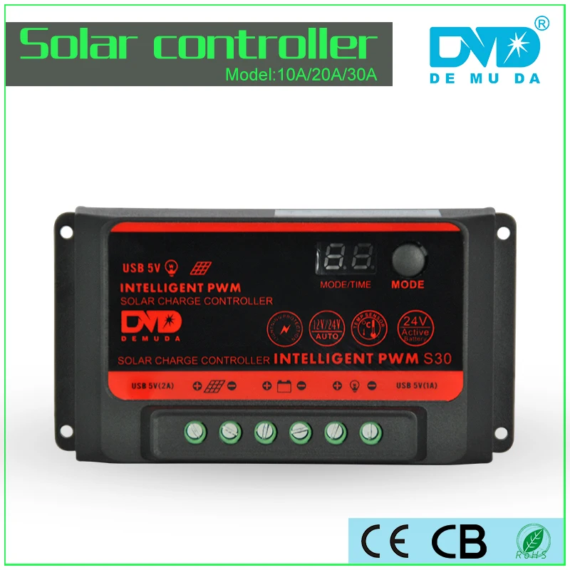 

HOT!!!Demuda 10A PWM 12V /24V Auto Transform LCD Display With 2 USB Solar Charge Controller