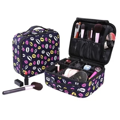 Женская Профессиональная портативная маленькая косметичка для путешествий, органайзер, сумка для хранения косметики, чемодан, чехлы для маникюра; bolsos maquillaje - Цвет: Purple Lips A