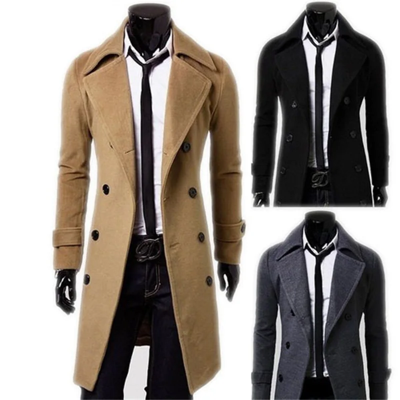 Новинка, высокое качество, модный бренд, осенняя куртка, длинный Тренч, мужское тонкое черное Мужское пальто, мужская куртка цвета хаки, ветровка