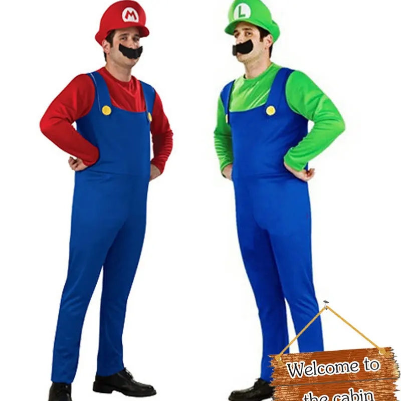 Adult Men Super Mario Luigi Bros Plumber Fancy Dress Party Cosplay* Costume */_*