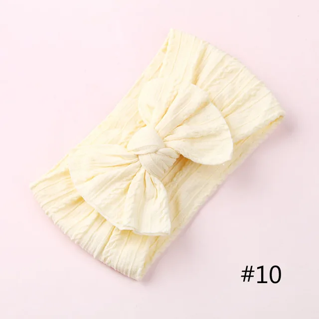 1PCS New Braid Nylon Bow Headbands,Cable Knit Solid Wide Nylon Headbands Turban, Baby Girls Head Wrap Hair Accessories 27 colors A2NSNSFB-9568-10