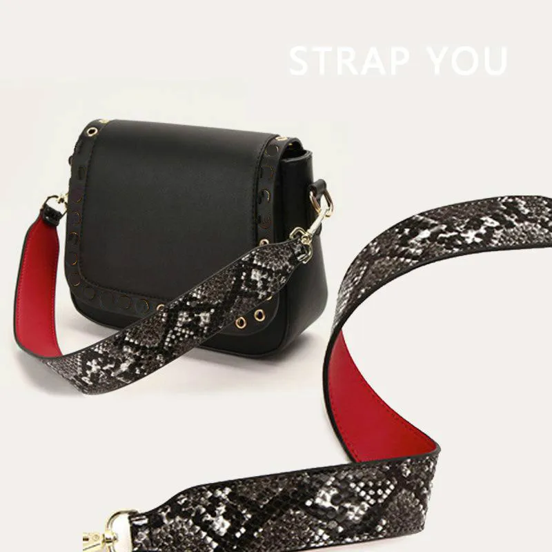 New Women's Bag Short Straps Serpentine Pattern Wide Purse Handle PU