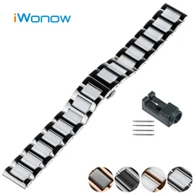 En céramique Bande de Montre 18mm 20mm 22mm Universal Bracelet Butterfly Boucle courroie de Poignet Bracelet Noir Blanc + Printemps Bar + outil