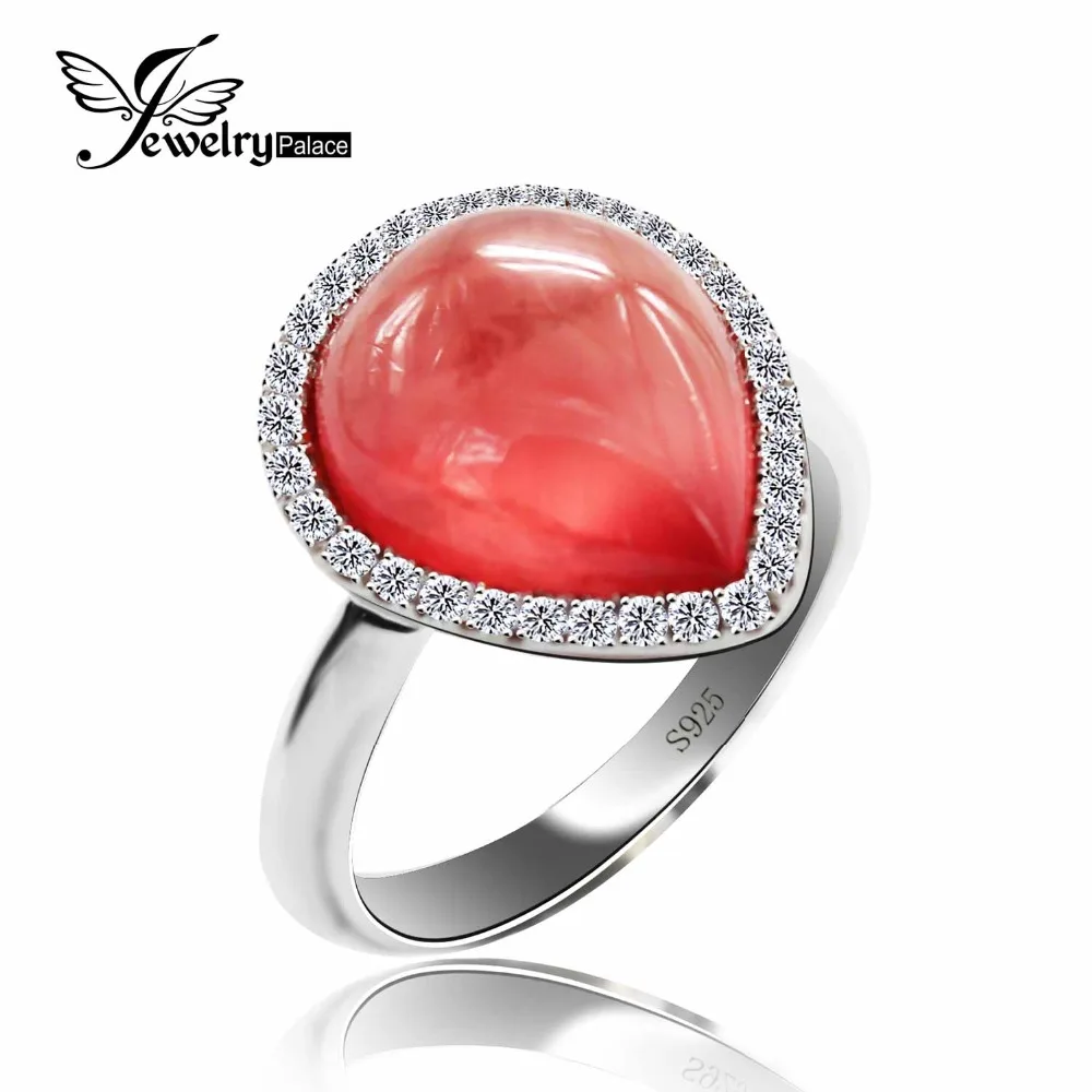 

5.9ct Natural Red Argentine Rhodochrosite GemStone Rings Famous Designer Jewelry For Women Real Pure Solid 925 Sterling Silver