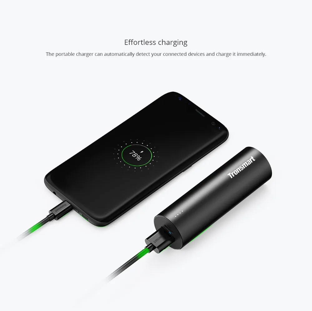 Tronsmart Bolt power Bank 5000 мАч Премиум портативное зарядное устройство аккумулятор с технологией VoltiQ для iPhone, Xaiomi, samsung, LG