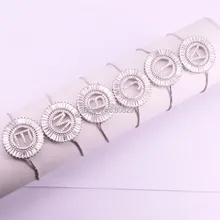 6 шт. популярные серебряные инициалы буквенные A-Z разъем, проложить настройки CZ кристаллическая буква браслет