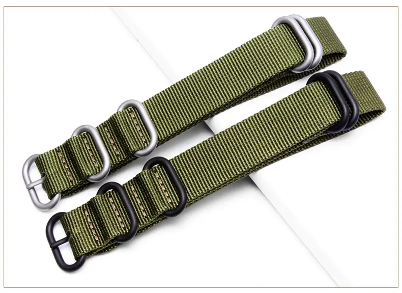 Зеленый Нейлон часы ремень 18 мм 19 мм 20 мм 21 мм 22 мм толщиной холст ремешок НАТО Стиль грубая застежка Для Seiko Tissot