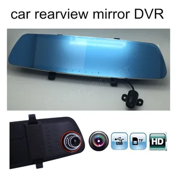 

5 inch 1080P dual lens car Rear view mirror cameras HD video car include rear view camera parking driving recorder