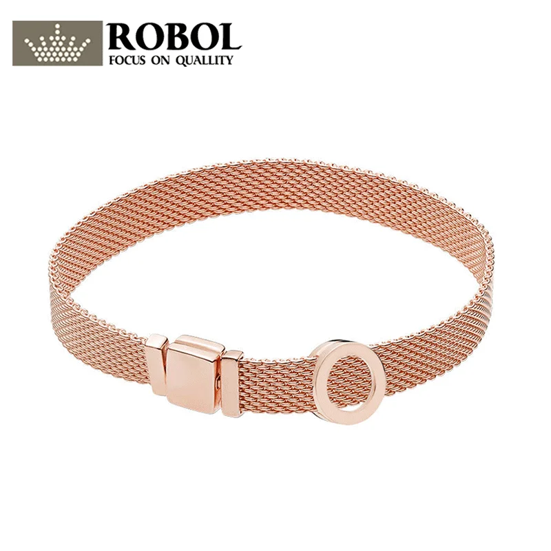 

ROBOL 100% 925 Sterling Silver New 787598 Rose Reflexions Logo Clip Charm 587712 ROSE REFLEXIONS BRACELET Set B800964