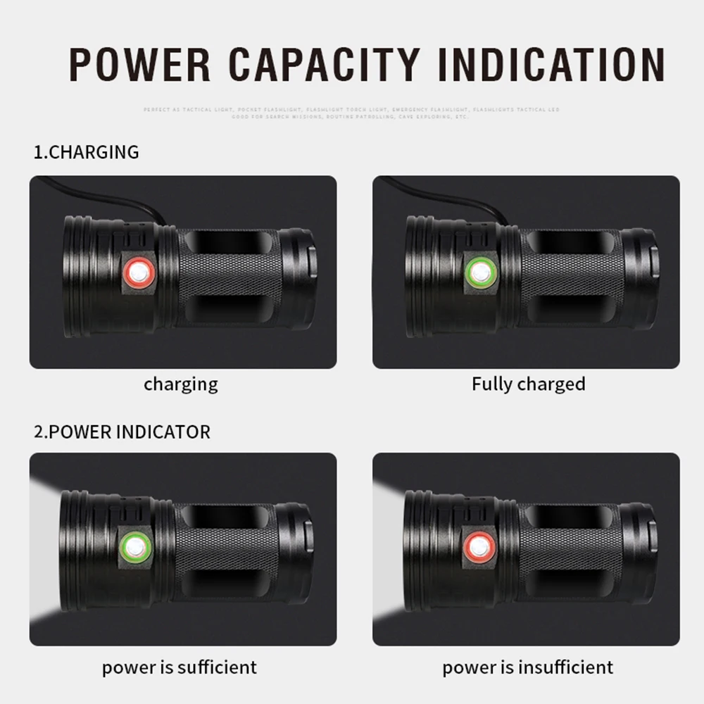  Ultra Powerful LED Searchlight 18*T6 LED Flashlight Torch Lanterna 3 Modes USB Charging Lamp Portab - 32954226430