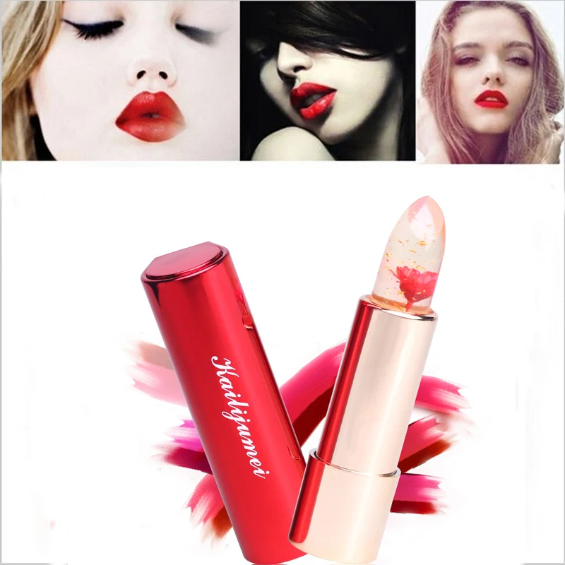 

2016 Brand Kailijumei Color Temperature Jelly Flower Lipstick Waterproof Moisturizing Labiales Lip Balm with Mirror