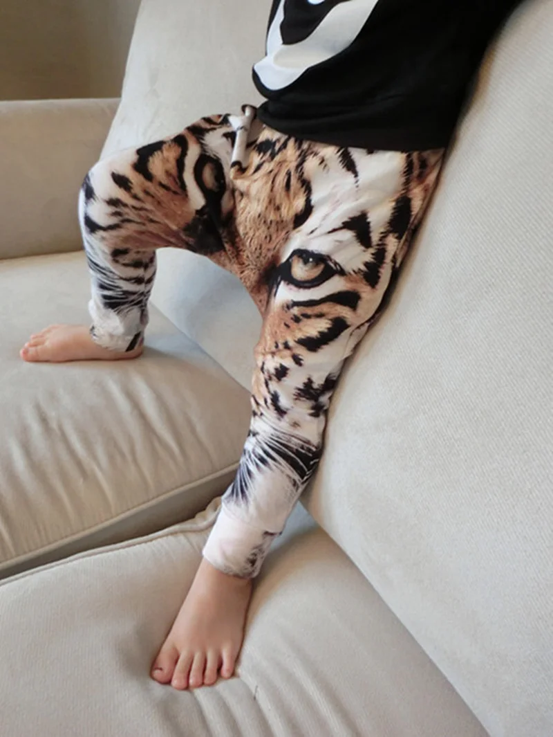 Года Новые брючки для девочек и мальчиков на осень-зиму с изображением тигра в 3D с принтом шаровары и панталоны для мальчиков и девочек штанишки для детей