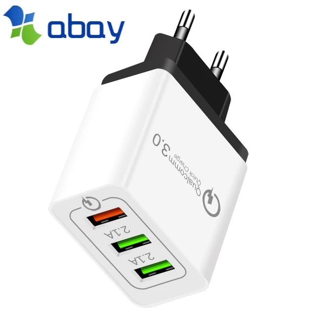

Abay USB Charger 3-Ports Quick Charge 3.0 for Samsung iPhone XiaoMi Wall Mobile Phone Universal Adapter Fast Charging