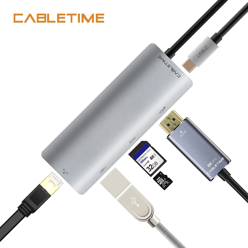Cabletime USB Type c to HDMI HUB Type C to USB3.0 HDMI 4K 30Hz RJ45 Network SD/TF Charging 6 in 1 USB Adapter for Galaxy S9 N131 цена Cabletime USB Type c to HDMI HUB Type C to USB3.0 HDMI 4K 30Hz RJ45 Network SD/TF Charging 6 in 1 USB Adapter for Galaxy S9 N131 цены онлайн