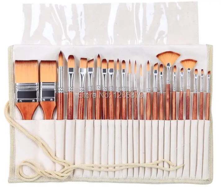 Cena 2281 24 sztuk zestaw pędzelek artystyczny zestaw akrylowy pędzle akwarelowe artystyczny zestaw z piórnikiem do malowania akrylowego i olejnego