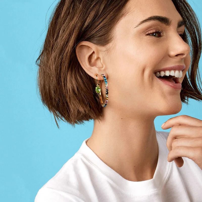 

Big Circle Women Multi Color Hanging Earrings Quality Rhinestone Female Elegant Brinco Bijoux Office Lady Dangler Earring
