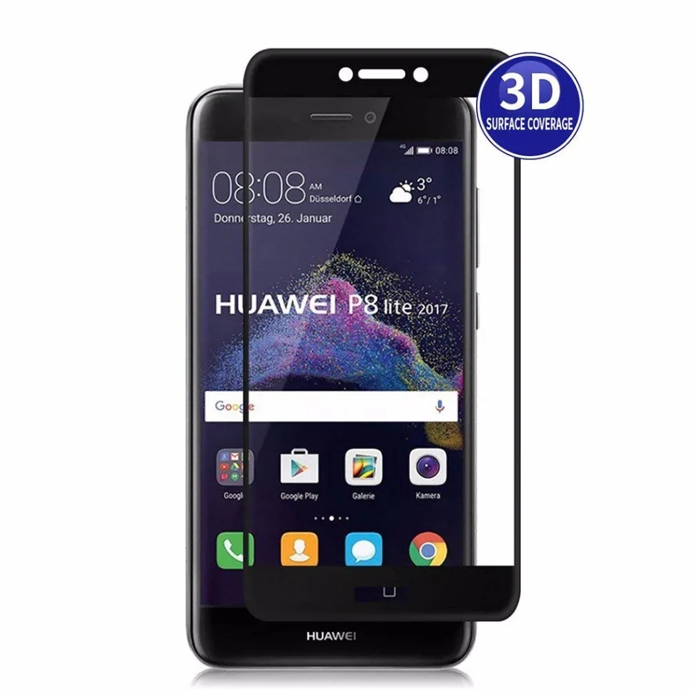 ENCHICAS for Huawei P8 Lite 3D Protective Film Full Screen Protector HD Complete Cover Fingerprint Resistant and Anti-Shatter | Мобильные