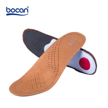 BOCAN genuine leather insoles for shoes arch support orthopedic insoles breathable for men and women
