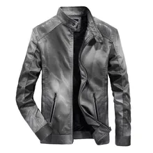 Осенняя и зимняя новая мужская кожаная куртка Ретро тонкая мотоциклетная куртка плюс бархатная ветрозащитная PU кожаная куртка