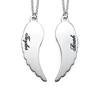 

Fashion Pendant Necklace Personalized Angel Wings Necklaces Custom Made with 2 Names Valentine's Day Gift Dropshipping YP2754