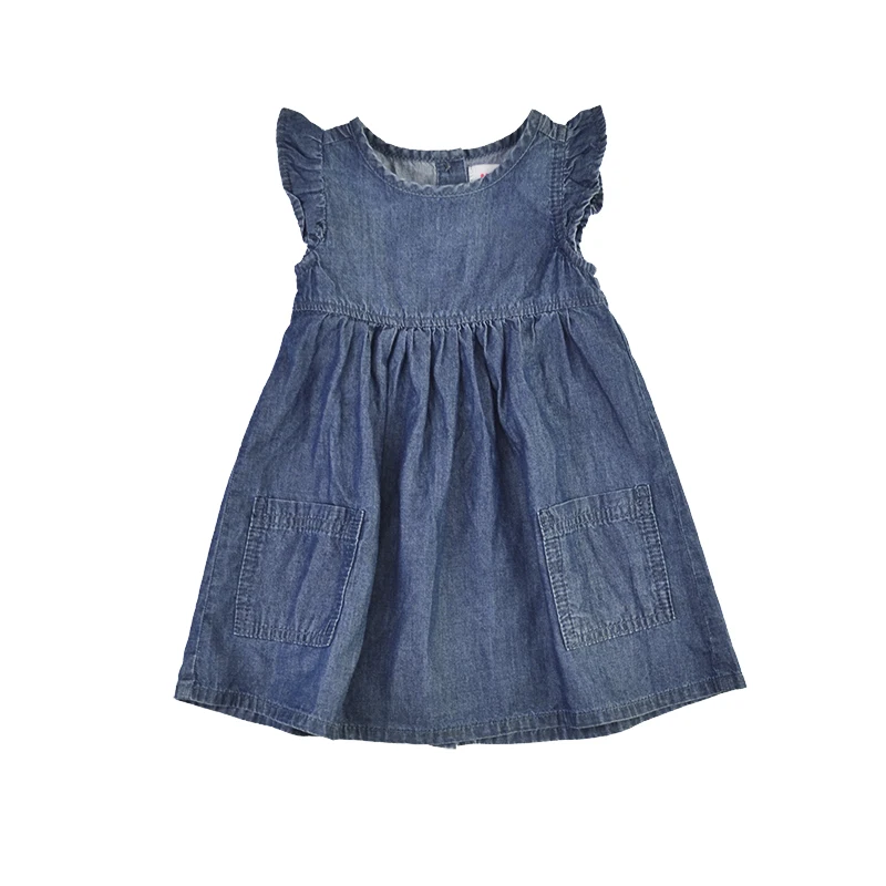 1 Baby Girls Denim Dresses Kids Solid Blue Jeans Tutu Dress Sundress