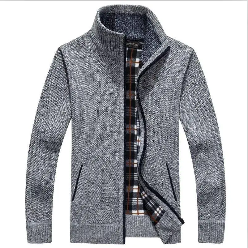 2019 осенний мужской теплый свитер, кардиган, умное повседневное вязаное пальто, плотное бархатное на молнии, водолазка, вязаное пальто
